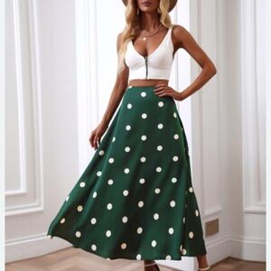 J. Crew Green Asymmetrical Midi Skirt for Cocktail